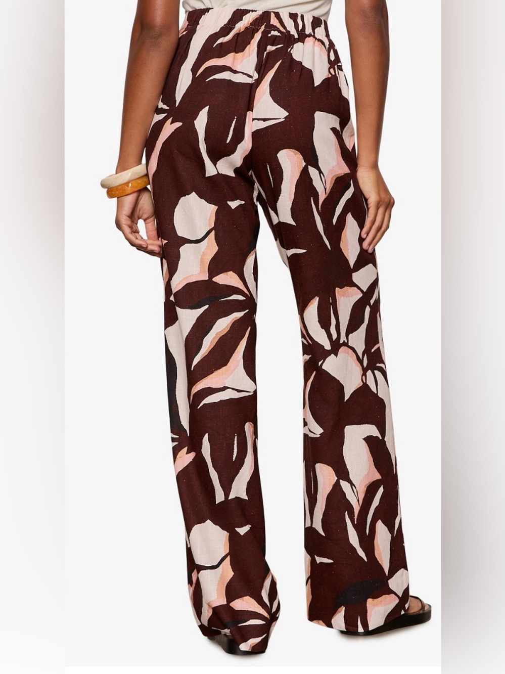 Sanctuary Brown Floral-Print Wide Leg Pants